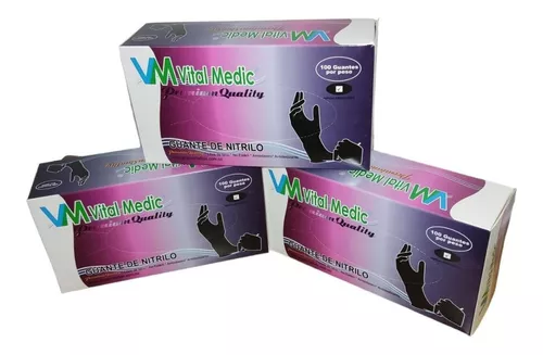 Guantes De Látex Negros Par Vital Medic